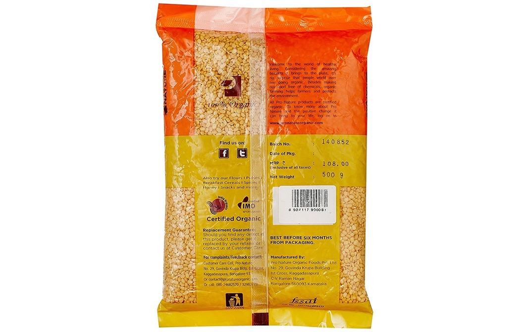 Pro Nature Organic Moong Yellow    Pack  500 grams